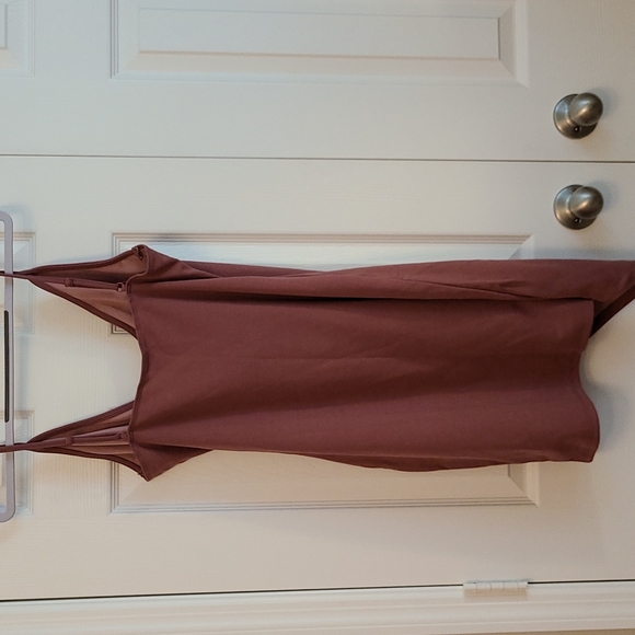 Women's Sexy Ruched Side Asymmetrical V Neck Cami Dress_Dusty Pink_Large - Picture 6 of 6